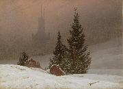 Caspar David Friedrich Winter Landscape with Church (mk10) oil painting reproduction